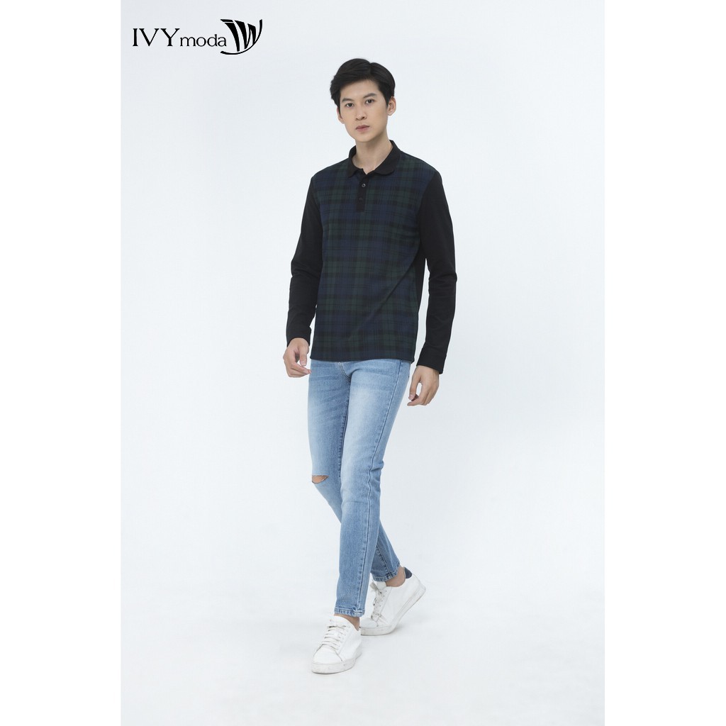[Mã WABRIVY50 - 10% - ĐH từ 250K] Áo Thun Nam dài tay cổ đức IVY moda MS 58E2258