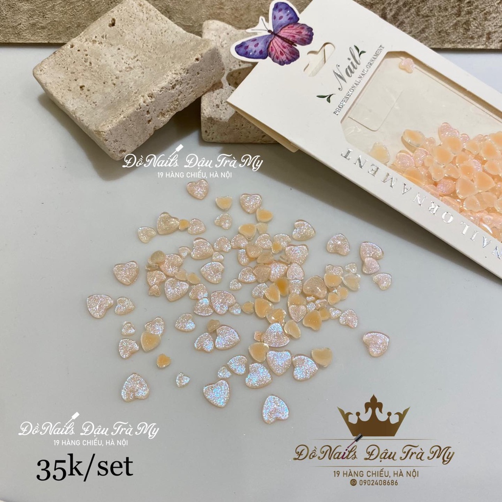Phụ kiện nail - Set charm tim mix N109