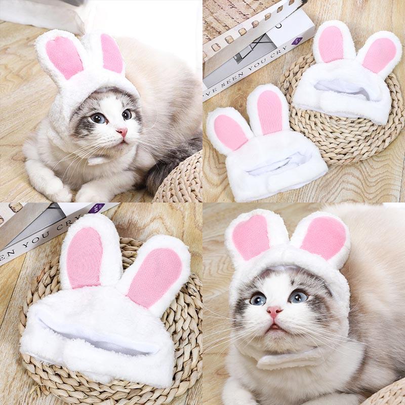 Mũ nón hình tai thỏ trắng hồng xinh xắn và dễ thương cho chó mèo