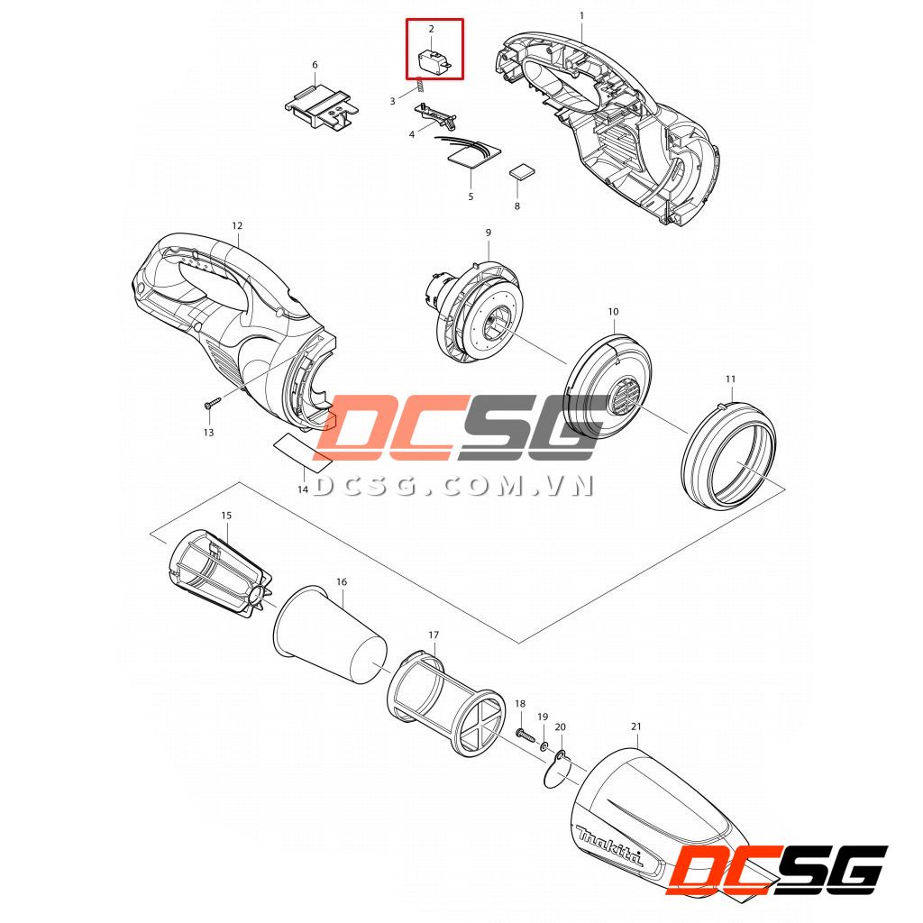 650744-8 công tắc máy hút bụi dùng pin Makita CL106F/ DCL140/ DCL180 | DCSG