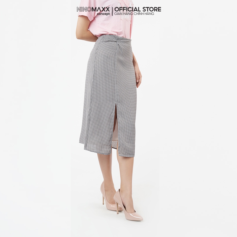 N&amp;M Váy thời trang Nữ hoạ tiết caro xẻ tà 2010055