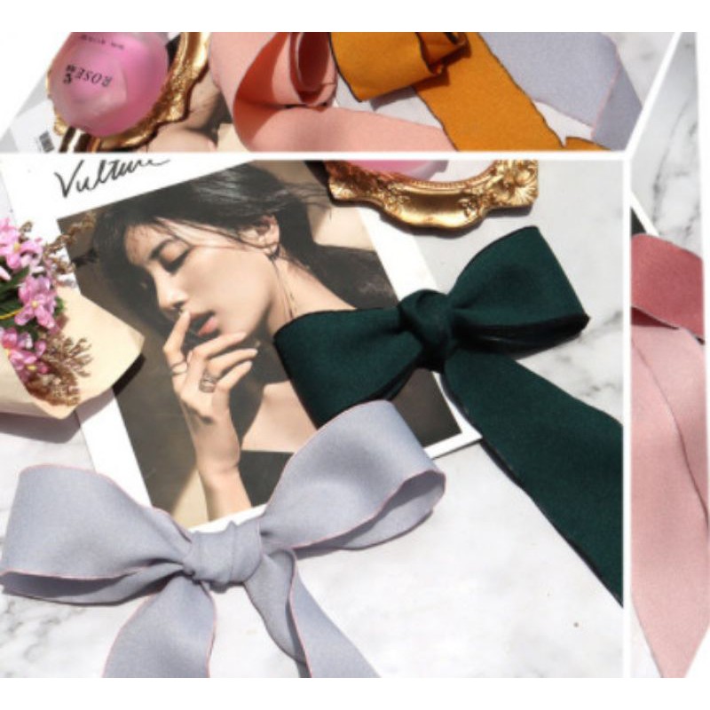 Ruy băng vải có viền kích cỡ 4cm làm phụ kiện handmade