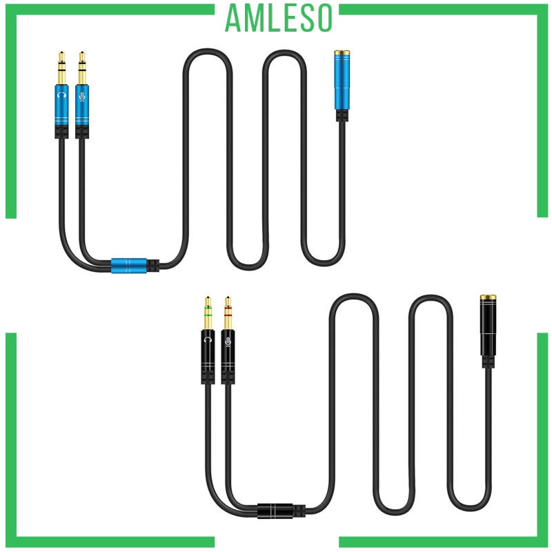 Dây Cáp Tách Tai Nghe 115cm 3.5mm Với Tai Nghe / Microphone Chuyển Đổi Sang 2 Cổng 3.5mm Cho PC / Điện Thoại