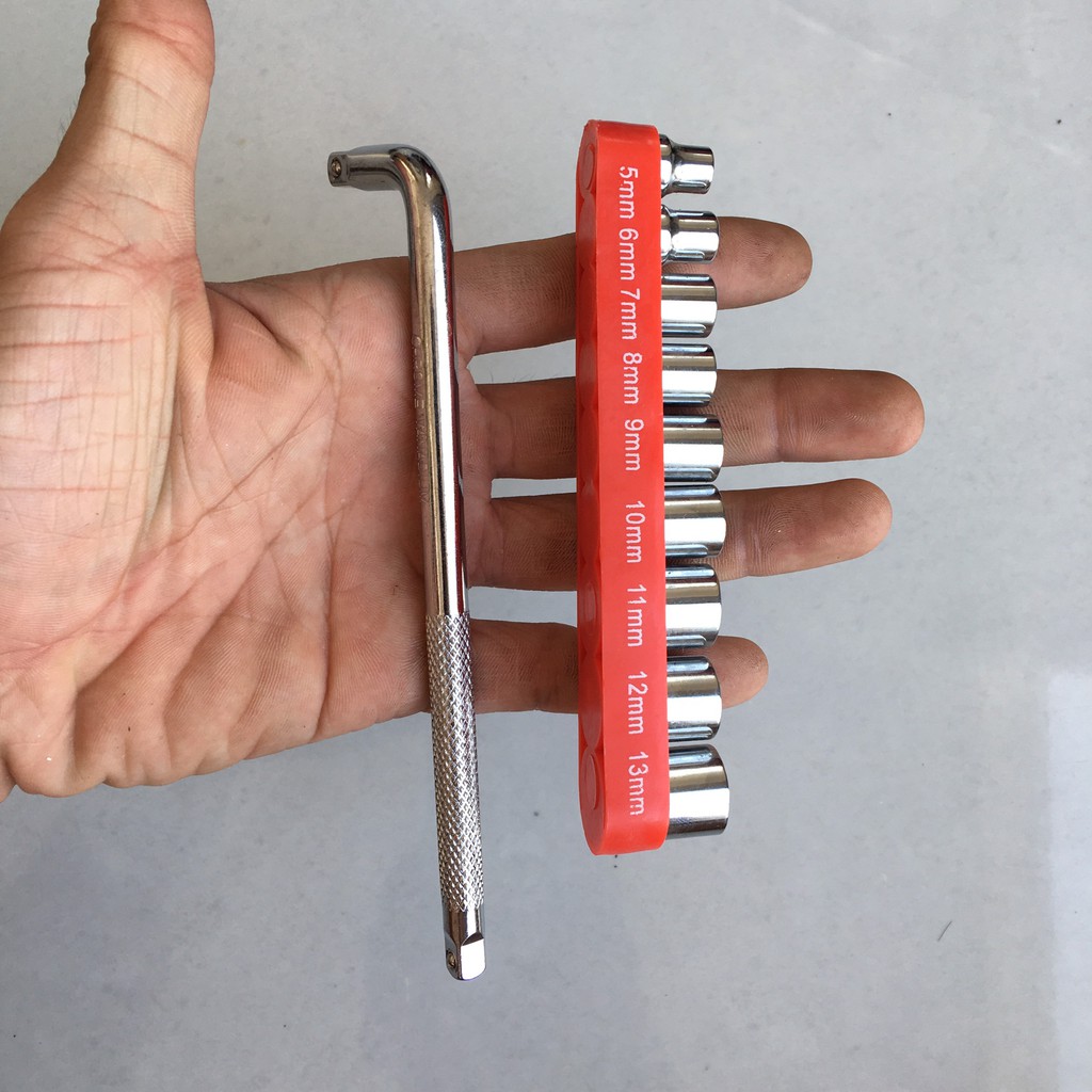 Bộ Đầu tuýp + Cần Siết Chữ L Đầu 1/4" - Dài 16cm