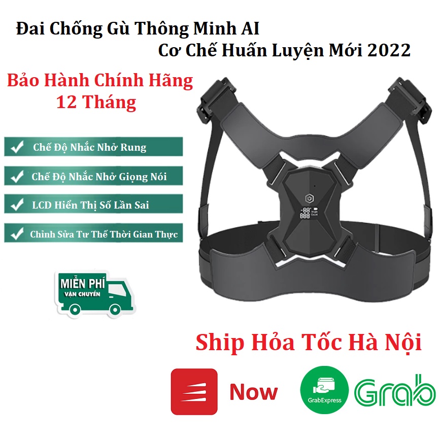 Đai Chống Gù T2, Cảm Biến Thông Minh Medicare - Nhắc Nhở Bằng Giọng Nói - Rung - LCD Hiển Thị Số Lần Sai Tư Thế