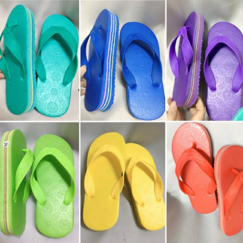 Dép kẹp xốp đế cao 3 phân xỏ ngón màu vàng, xanh và đỏ