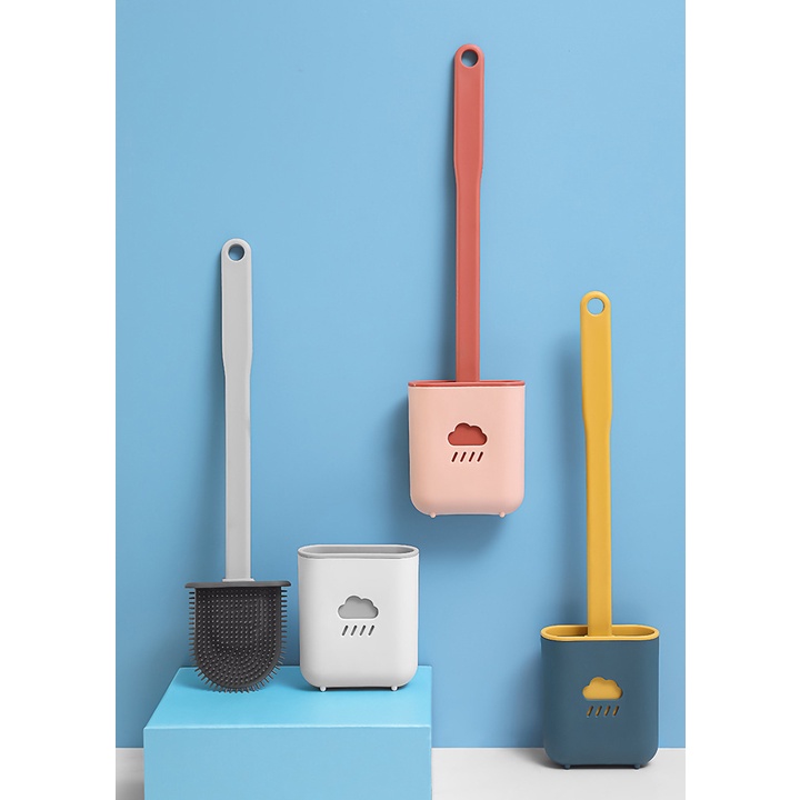 Cọ Vệ Sinh Toilet Nhà Tắm Hình Đám Mây Cao Cấp Kèm Hộp Dán Tường Tiện Dụng - Dumi Shop