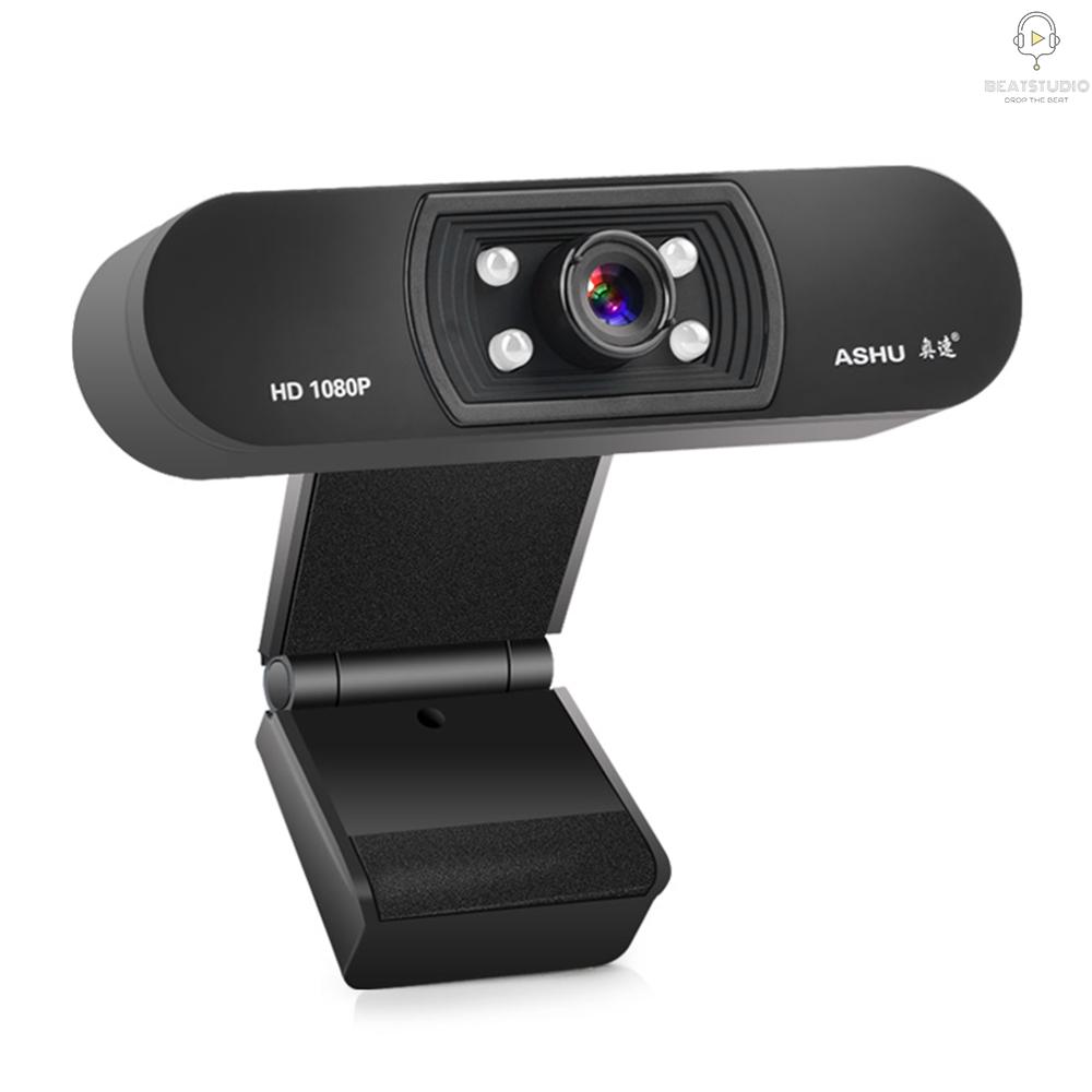 Webcam ASHU USB 2.0 kỹ thuật số HD 1080P với CMOS 2.0 megapixel kèm micro tiện dụng