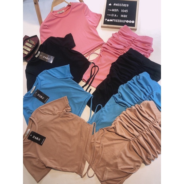 [Chuyên Sỉ] Set thun len gân cột lưng, chân váy xẻ tà tôn dáng - hàng đẹp lắm luôn nha các chị