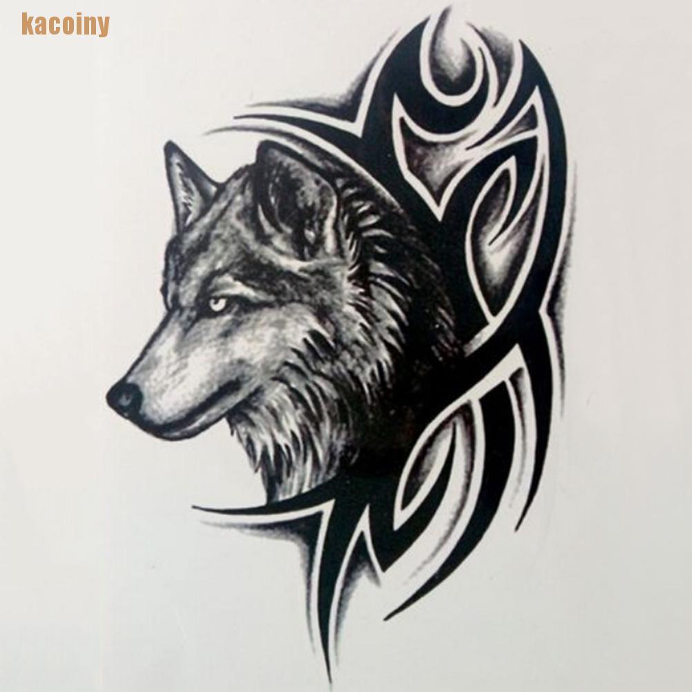 [KACY] Large Wolf Head Waterproof Temporary Removable Tattoo Body Arm Leg Art Sticker BNKJ