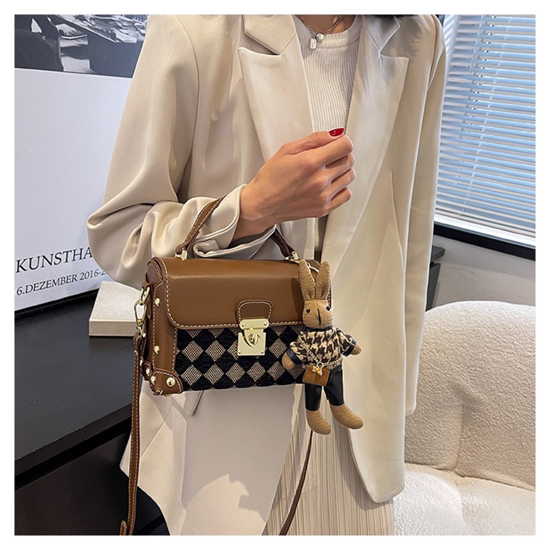 Túi hộp đeo chéo nữ đi chơi xách tay cao cấp MUNGA, họa tiết kẻ vuông công sở trẻ trung TMG19