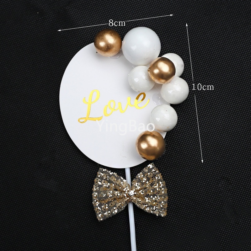 Phụ Kiện Cắm Trang Trí Bánh Kem Sinh Nhật Hình Chữ Love Màu Vàng Dễ Thương