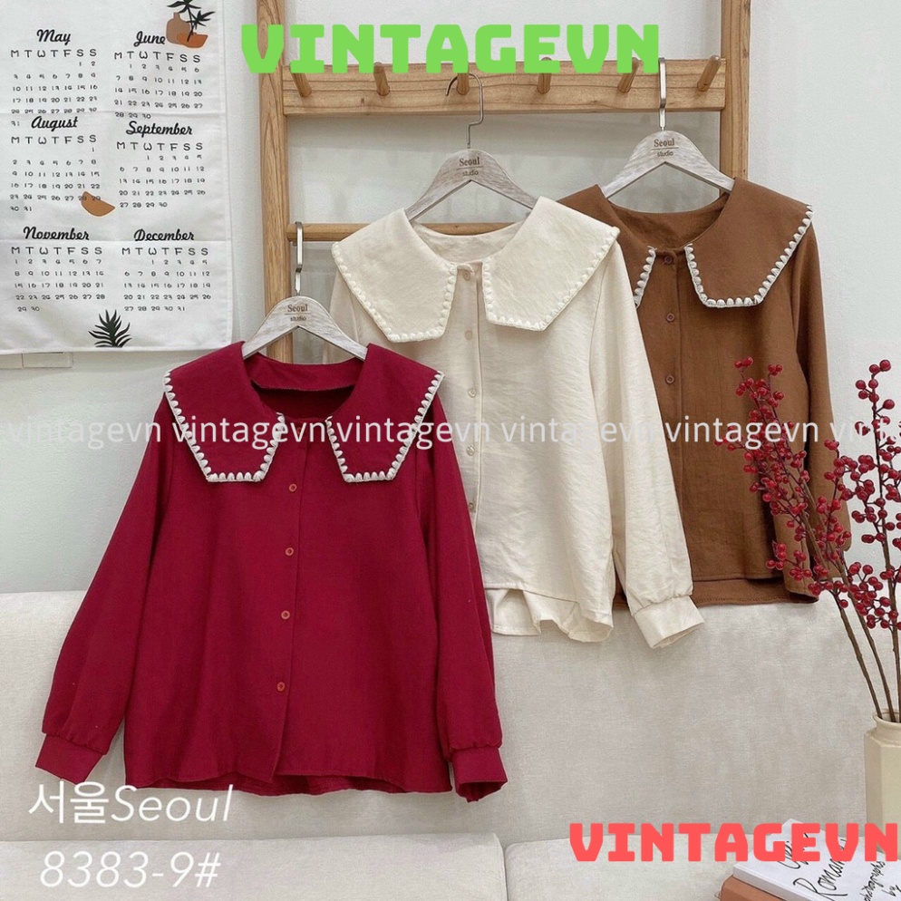 Áo babydoll cổ bèo tiểu thư hàng Quảng Châu Cao Cấp A503 vintagevn