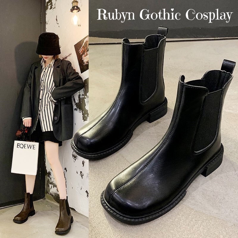 [Sẵn]Giày Boots Chelsea Cổ Lửng 2 màu trắng đen ( size: 35-40) D002
