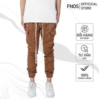Quần jogger nam cargo streetwear cao cấp FNOS JGK3 màu nâu túi hộp chất kaki co giãn