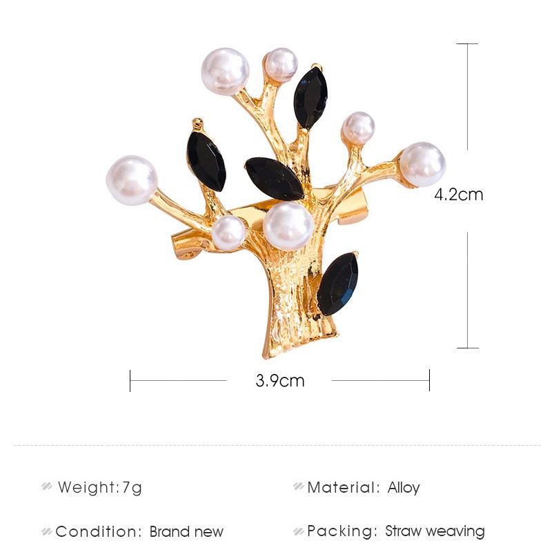 Ghim cài áo hình cây đính đá và ngọc trai giả sành điệu cho nữ