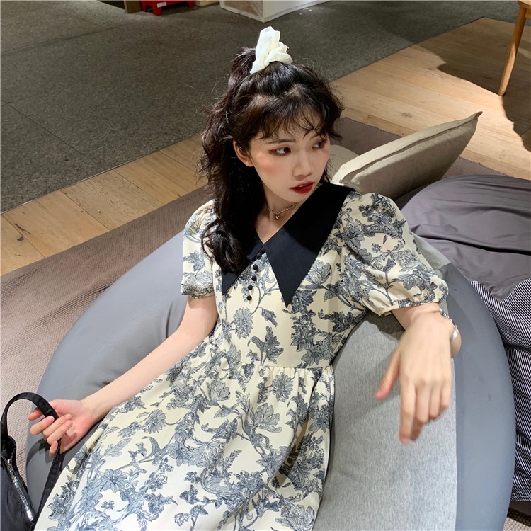 Đầm Hoa Dài Dáng Rộng Thiết Kế Mới Thời Trang Theo Phong Cách Hàn Quốc Cho Nữ