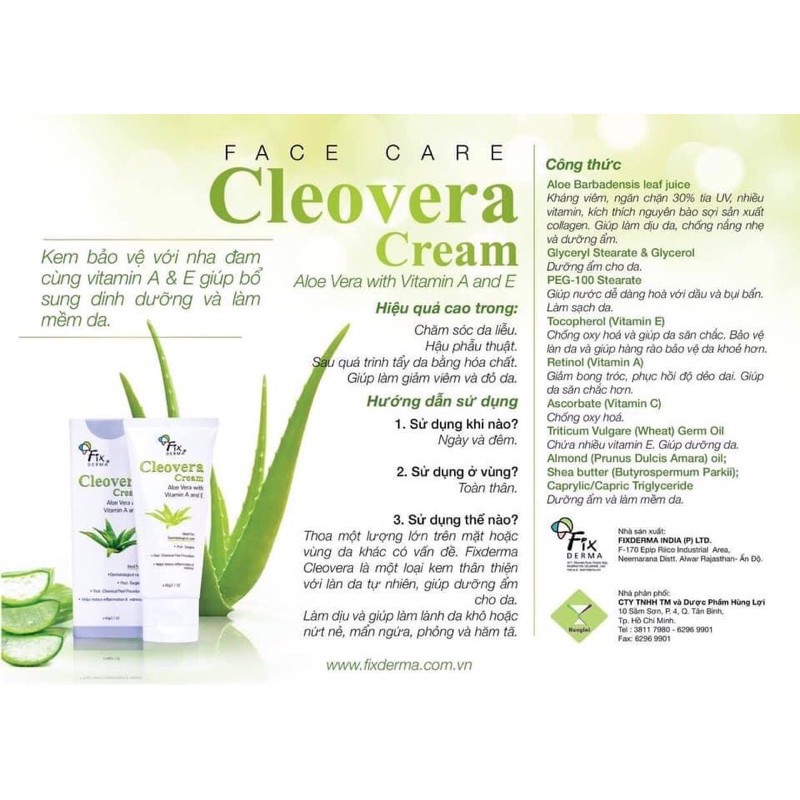 [CHÍNH HÃNG] Kem Dưỡng Ẩm Trẻ Hóa Làn Da Fixderma Cleovera Cream 60g