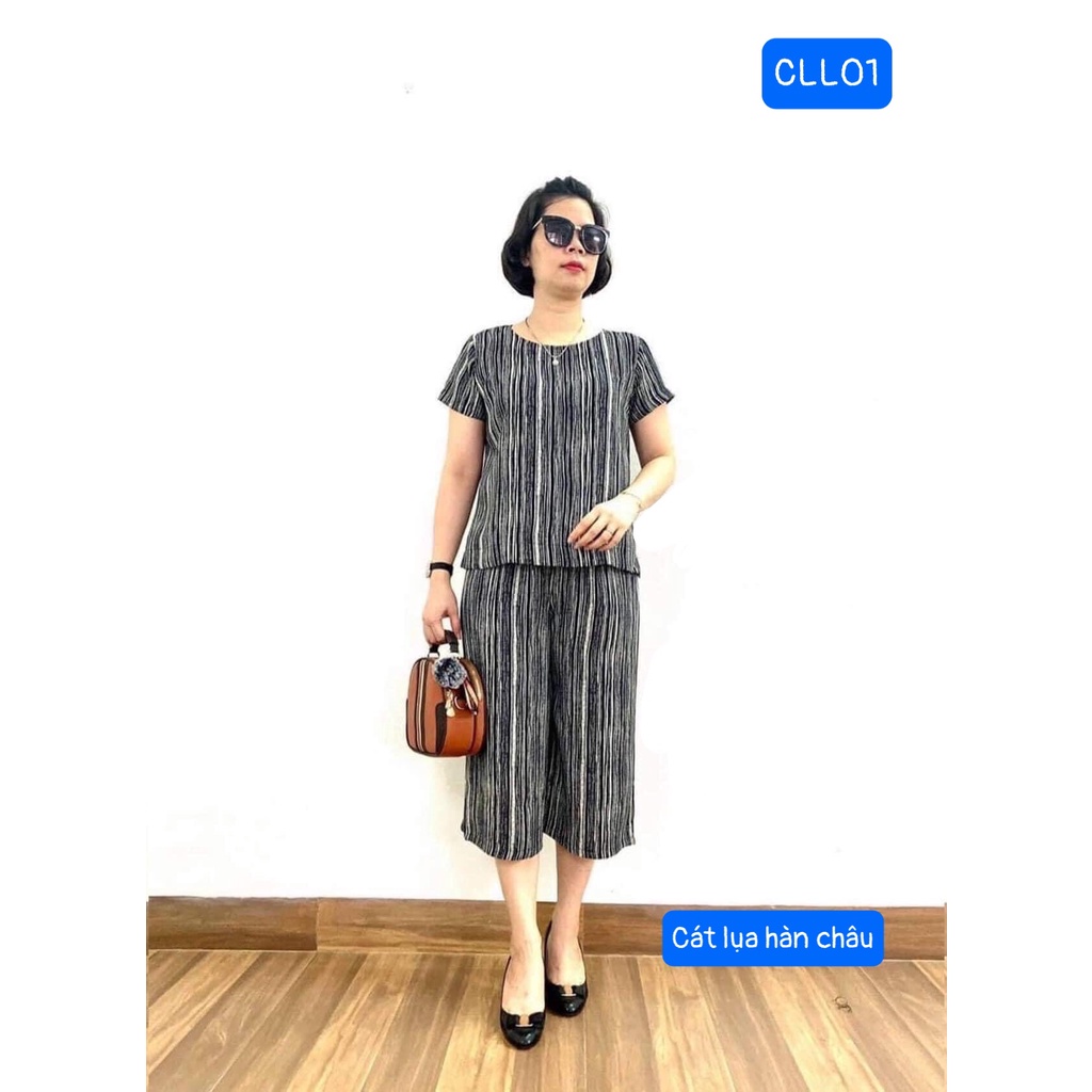 BỘ ĐỒ TRUNG NIÊN - Bộ Đồ Tay Ngắn Quần Lửng Chất Cát Lụa Hàn Châu Cho Qúy Bà