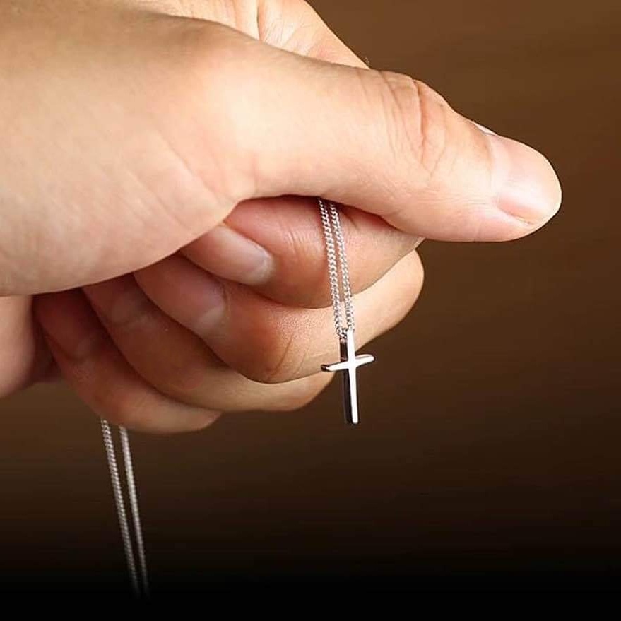 Dây chuyền bạc Dây liền mặt thánh giá nhỏ Van Jewelry V10086