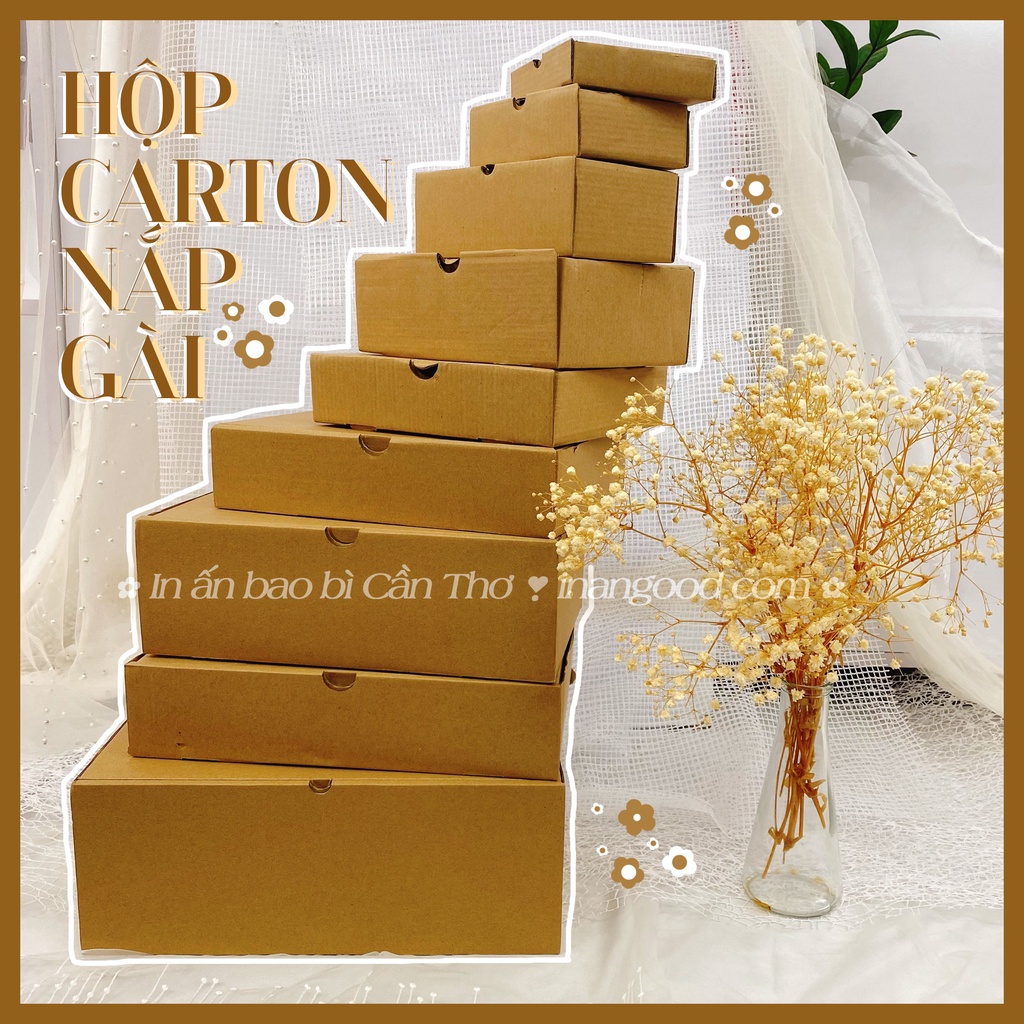 Hộp carton nắp gài, hộp carton đóng hàng, đựng quần áo, giày dép, phụ kiện đủ size