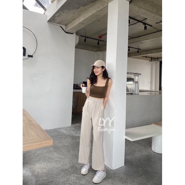 Áo croptop 2 dây bản to có sẵn đệm mút ngực freesize 3 mày chất đẹp LYY BOUTIQUE