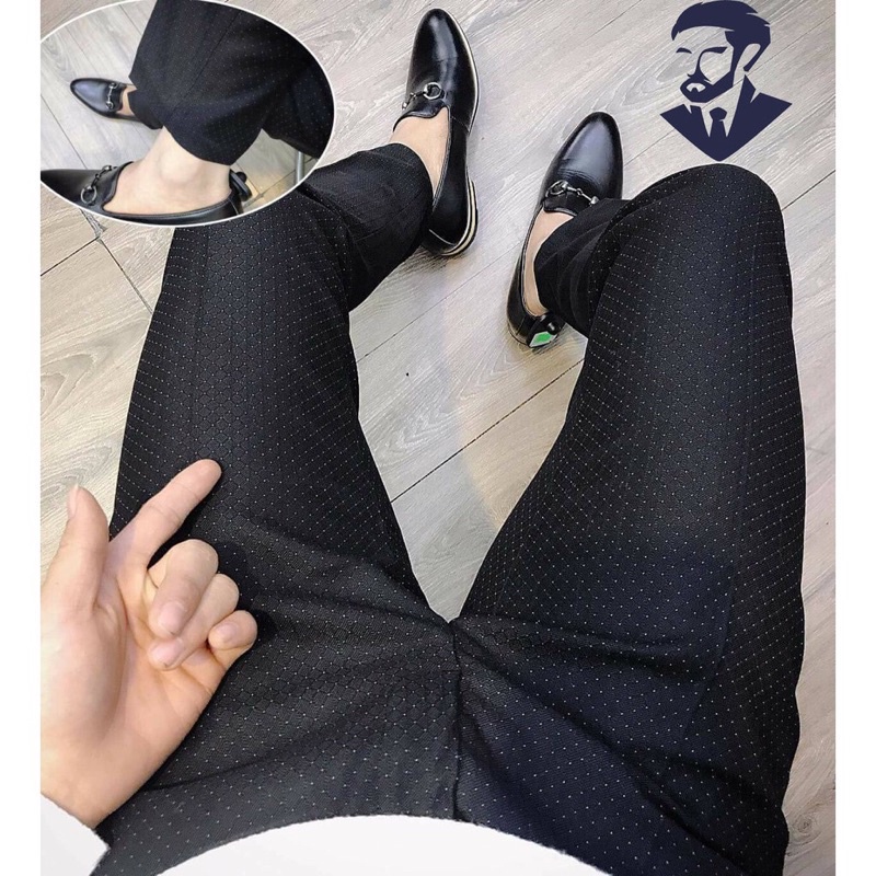 Quần Âu Nam Mẫu Chấm Bi Màu Đen