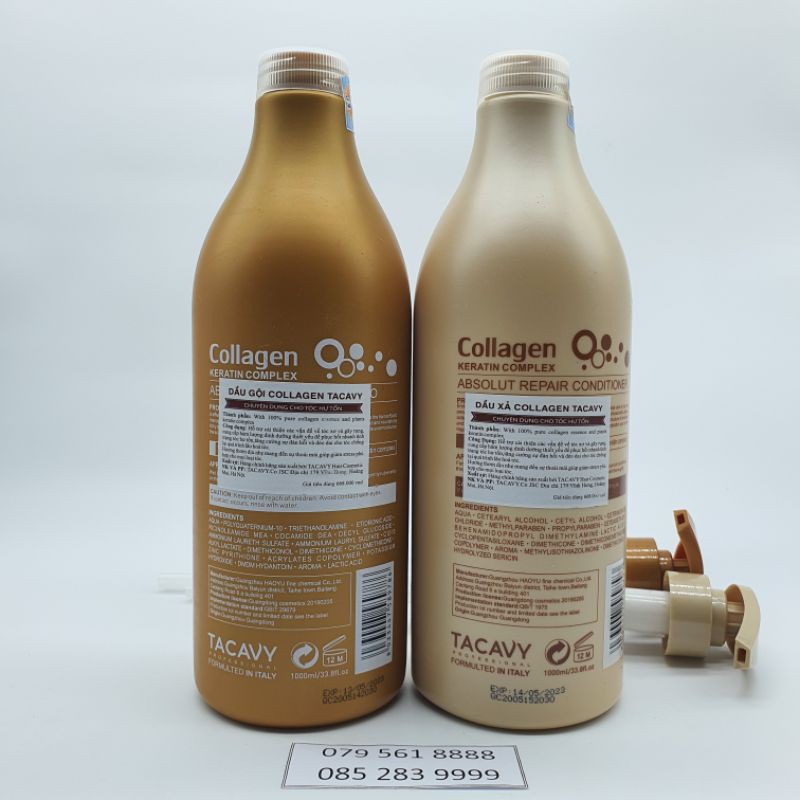 Dầu Gội collagen phục hồi tái tạo biểu bì tóc, chống gẫy rụng hỗ trợ mọc tóc cặp dầu gội TACAVY COLLAGEN 1000ml | BigBuy360 - bigbuy360.vn