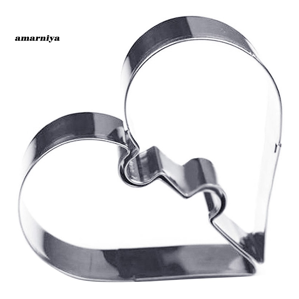 Set 2 Khuôn Cắt Bánh Hình Mảnh Ghép Trái Tim Bằng Thép Không Gỉ Tiện Dụng