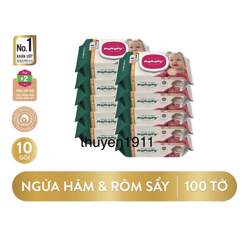 COMBO 10 GÓI KHĂN ƯỚT 100 TỜ KHÔNG MÙI