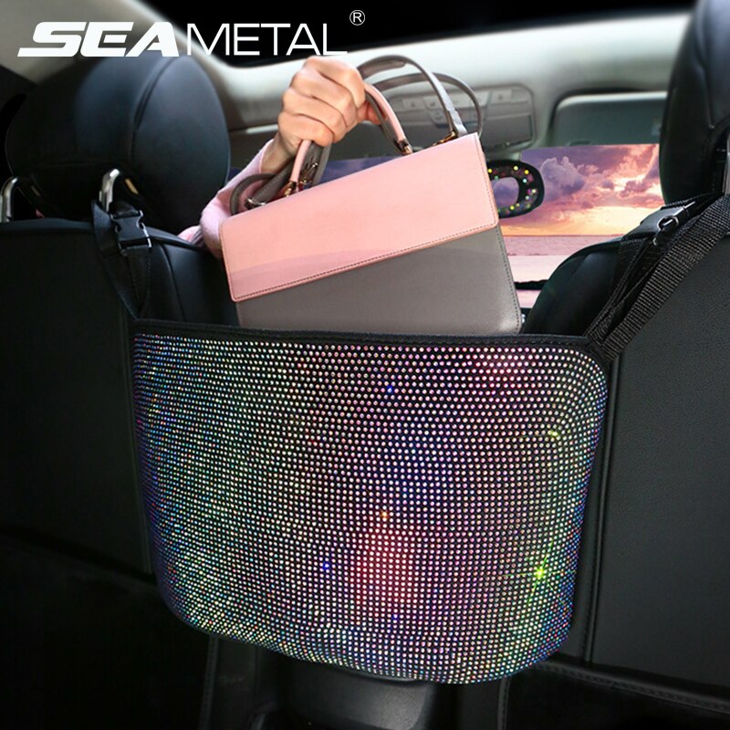 Túi đựng đồ gắn ghế/ nội thất ô tô SEAMETAL đính pha lê tiện lợi cho phụ nữ
