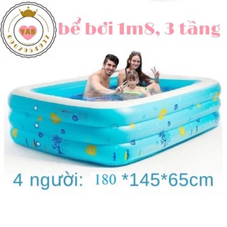 BỂ BƠI 1,8M CHO 4 NGƯỜI, PHAO BƠI CHỮ NHẬT 3 TẦNG SIZE TO  GIÁ BÁN BUÔN