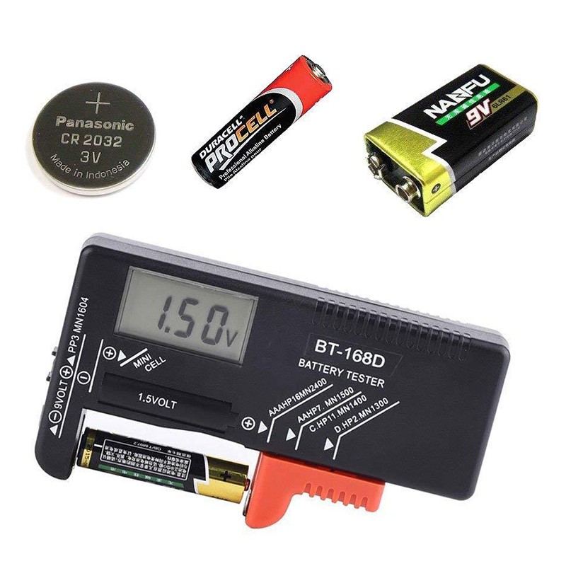 1pc BT-168D Công cụ chẩn đoán điện dung pin kỹ thuật số Máy kiểm tra pin Màn hình LCD Kiểm tra nút AAA AA Máy kiểm tra đa năng BT-168D Máy kiểm tra pin kỹ thuật số di động Máy kiểm tra điện áp cho pin nút 9V 1.5V có thể sạc lại AAA AA C D Đa năng