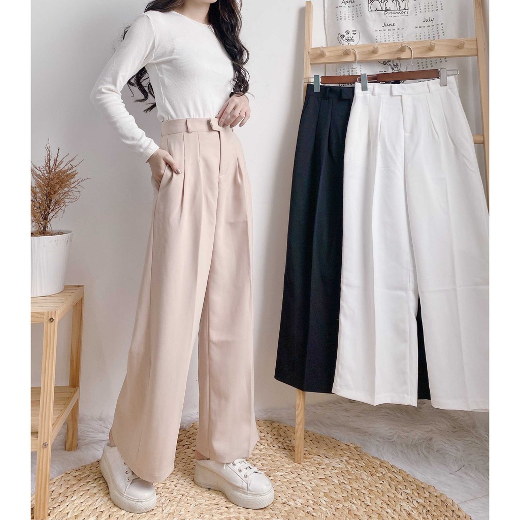 Quần tây ống rộng khóa kiểu trước siêu hách chân thời trang nữ Fmstyle Saigon 20QU12CT1801 | BigBuy360 - bigbuy360.vn