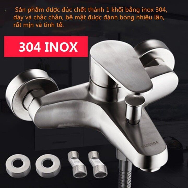 CỦ SEN NÓNG LẠNH INOX 304- đủ phụ kiện dễ dàng lắp đặt