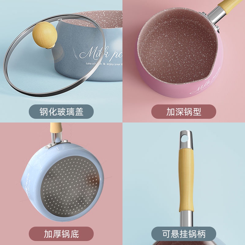 Nồi đá chống dính 16cm / 18cm có nắp phù hợp cho mọi loại bếp gia đình