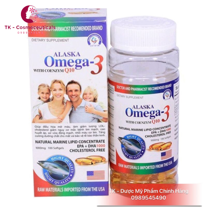 Viên Uống Alaska Omega 3 Bổ Não, Tăng Cường Thị Lực, Giảm Nguy Cơ Mắc Bệnh Tim Mạch - Hộp 100 Viên