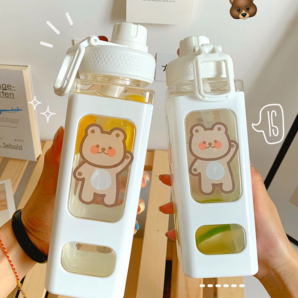 Hàng Sẵn Bình nước nhựa có ống hút tiện lợi dành cho nữ dung tích 700ml Bình nước dung tích lớn di động dễ thương Chống rò rỉ【Utah054】