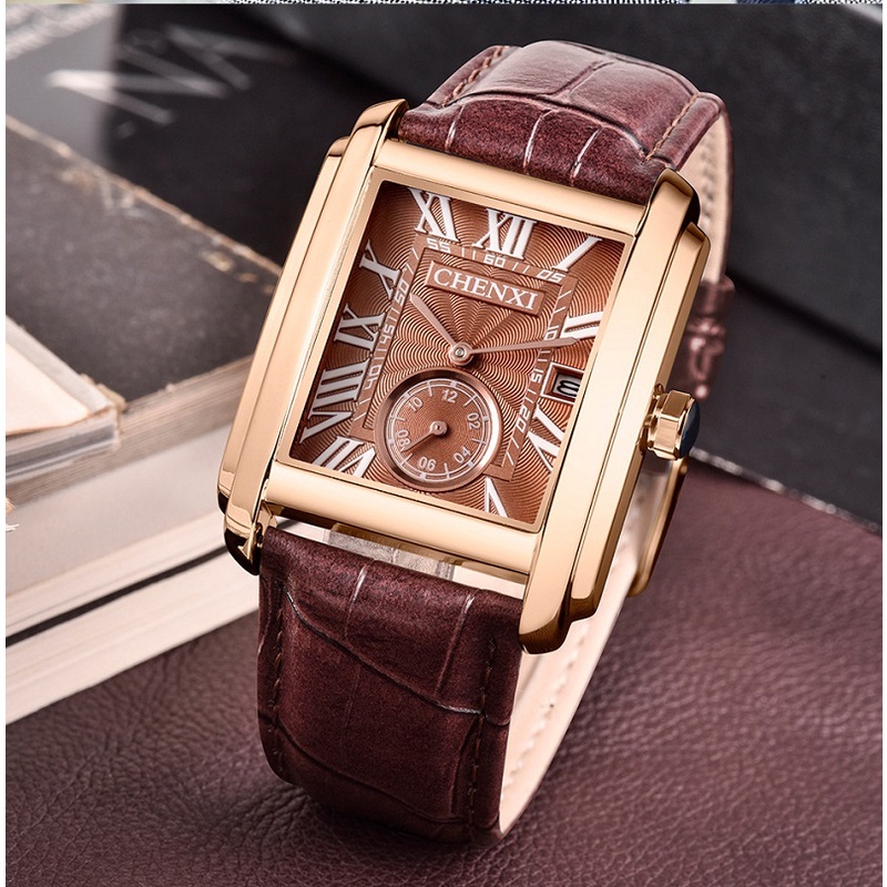 Đồng Hồ Đeo Tay Mặt Vuông Chống Thấm Nước Thời Trang Cao Cấp Cho Nam