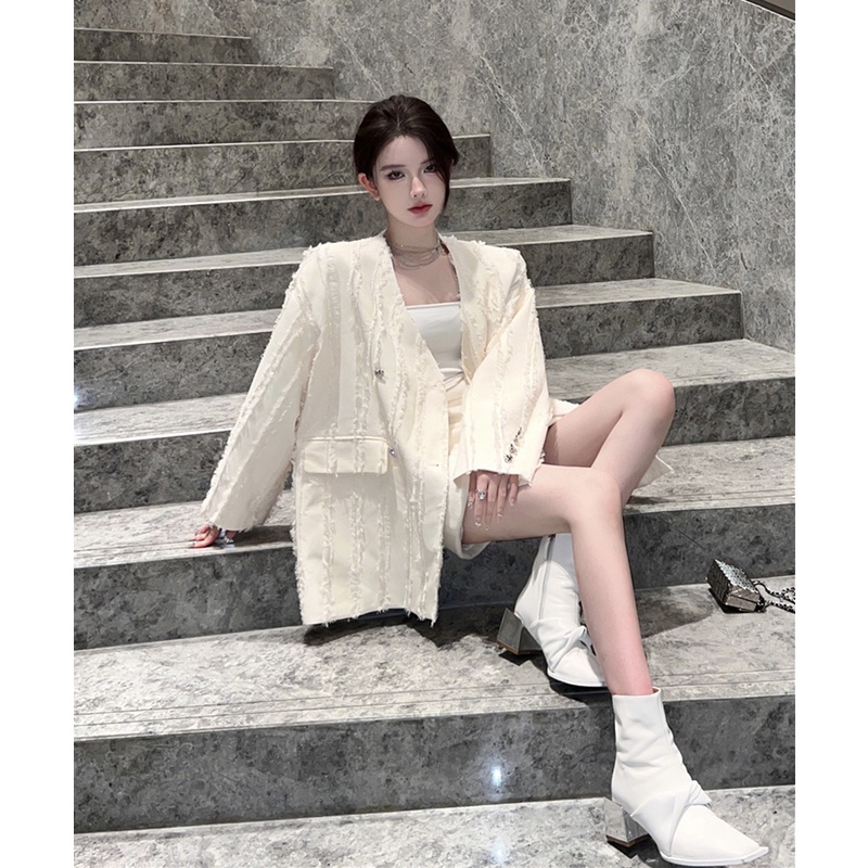 (Hàng Đẹp)Ảnh thật 6 hình cuối-HC568.Áo khoác ngoài xuân thu cúc tim phong cách Hàn Quốc