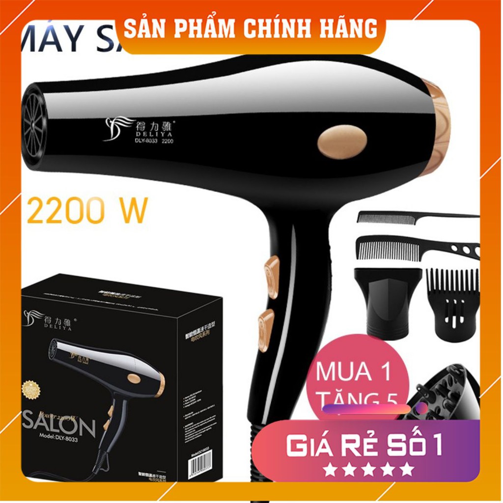 Máy sấy tóc 2200W cao cấp thổi gió lanh và nóng,công suất cao 5 mức chỉnh nhiệt và gió tiện lợi