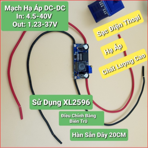 5 Mạch Chuyển Nguồn DC - DC XL2596S, Mạch Hạ áp XL2596, DC-DC Buck điện áp điều chỉnh ổn áp nguồn DC 3V3, 5V, 9V, 12V