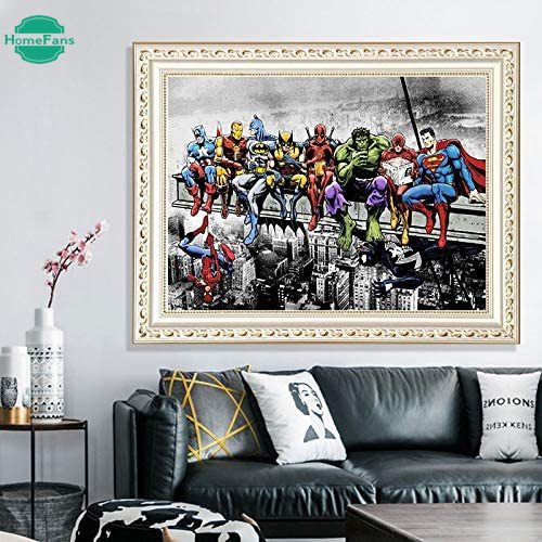 Bộ Tranh Đính Đá 5D Họa Tiết Siêu Anh Hùng Độc Đáo DIY 30X40Cm