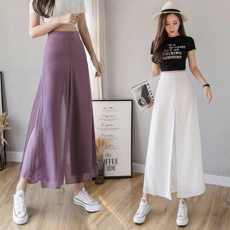 Quần Ống Rộng Giả Váy Chiffon Thanh Lịch