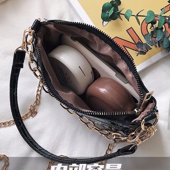 Túi kẹp nách, túi xách đeo chéo nữ đẹp phối xích da rắn hot trend HH 25
