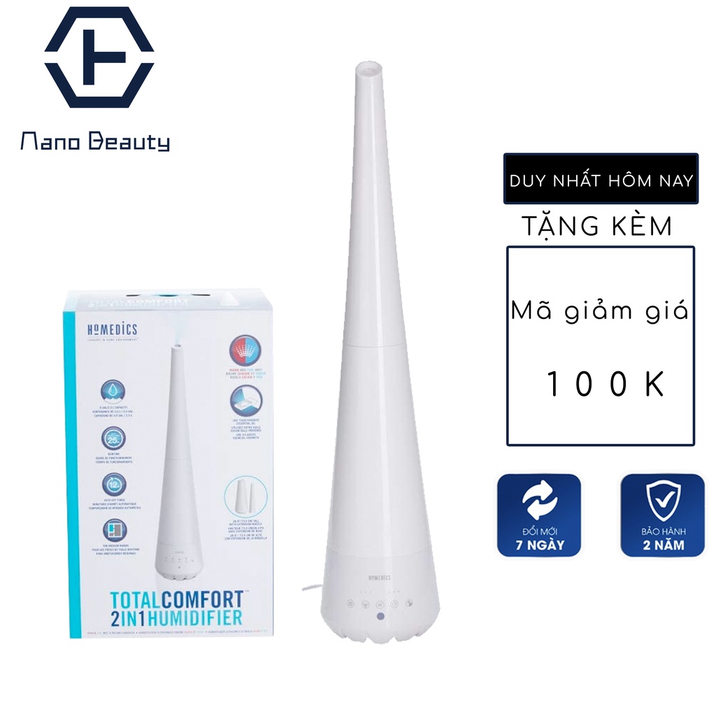 [BH 2 Năm] Máy tạo ẩm siêu âm khử khuẩn phun sương nóng lạnh, xông tinh dầu Homedics UHE-WM10