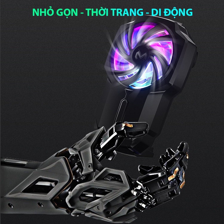 Quạt tản nhiệt gaming cho điện thoại MEMO FL01 | RGB | 500 mAh | Công nghệ làm mát lốc xoáy làm mát hạ nhiệt nhanh