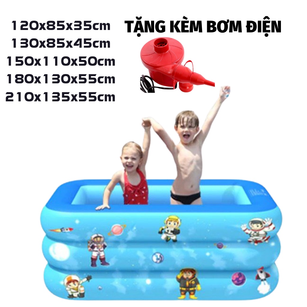 Nhà hơi phao cho bé - Bể Bơi cho bé nhiều cỡ 3 tầng - Siêu Dày - Siêu an toàn cho bé yêu - Tặng kèm bơm điện