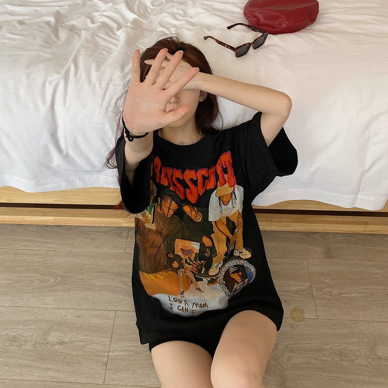 Áo Thun Tay Ngắn In Hình Cá Tính Phong Cách Hip Hop Hàn Quốc A09 BUBUSHOP