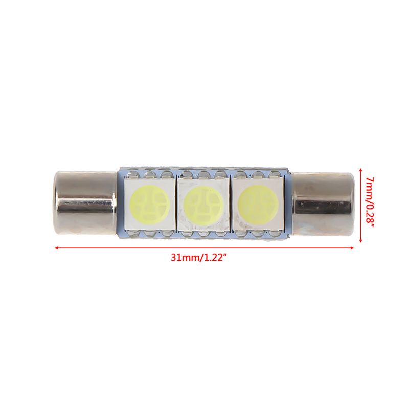 1 bóng đèn LED T6 5050 31mm 3-SMD ánh sáng trắng cho xe hơi